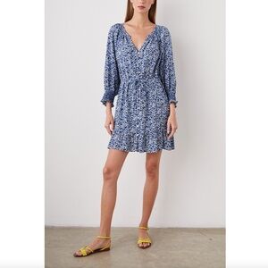 Rails NWOT Eliza Mini Dress in Ice Chrysanthemum, Medium, Blue Floral Buttons